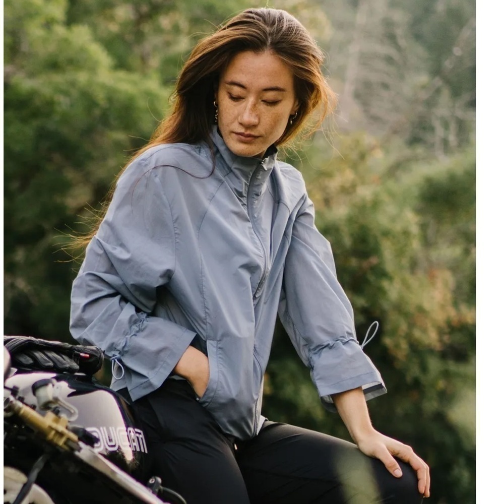 ZYIA Active Gray Drawstring Light Windbreaker Jacket Full Zip Women Size XL